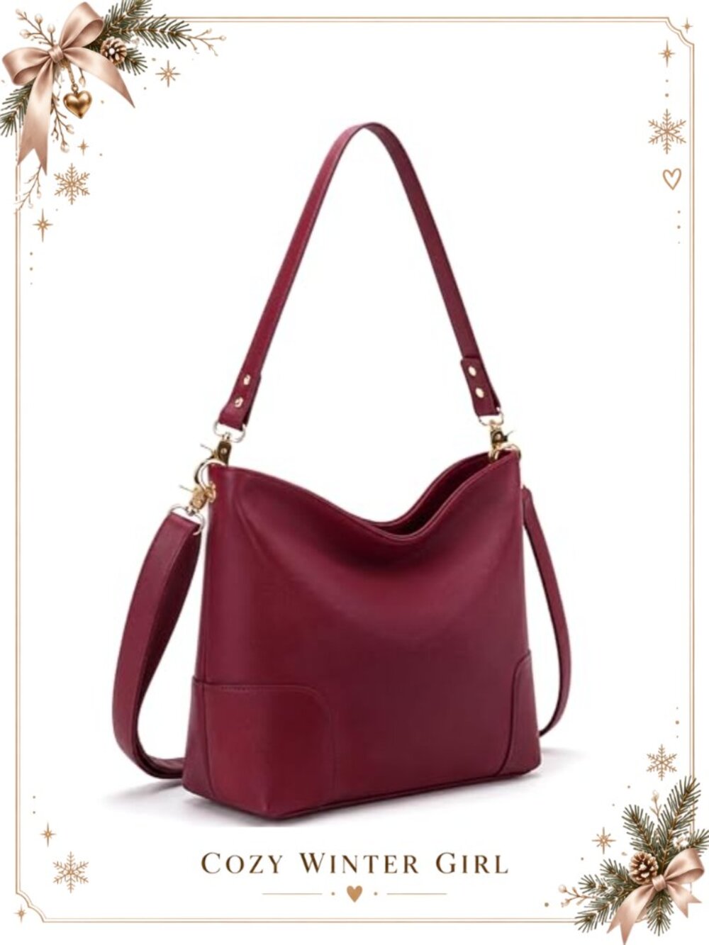 Large Soft PU Leather Bucket Purse Crossbody Shoulder Bag Vegan Hobo